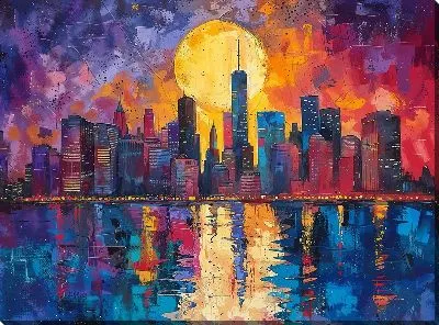 Картина маслом Ночной город №41