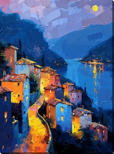 Картина маслом Ночной город №42