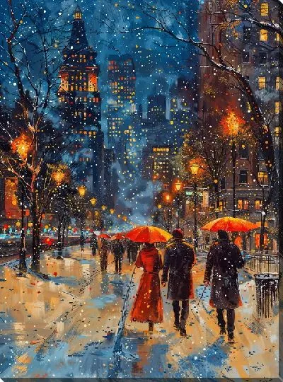 Картина маслом Ночной город №45