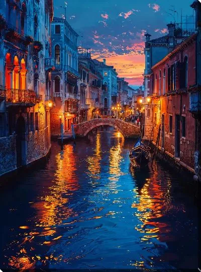 Картина маслом Ночной город №47