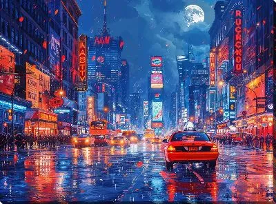 Картина маслом Ночной город №51