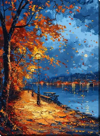 Картина маслом Ночной город №54