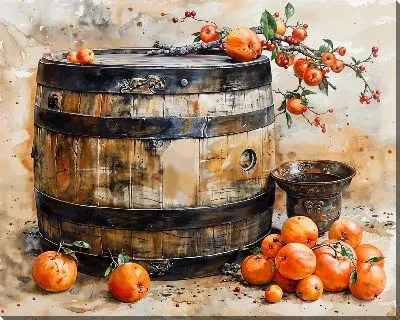 Картина маслом Банная бочка