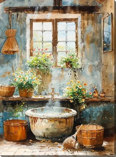 Картина маслом Баня №2