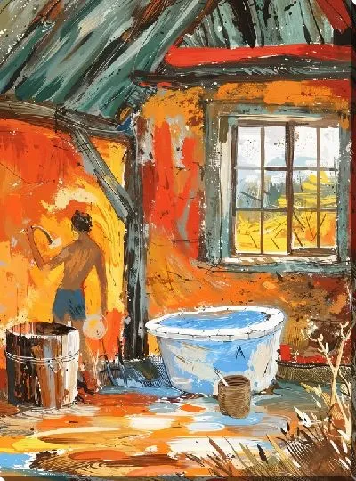 Картина маслом Баня №3