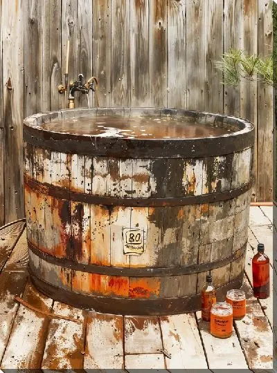 Картина маслом Баня и бочка №12