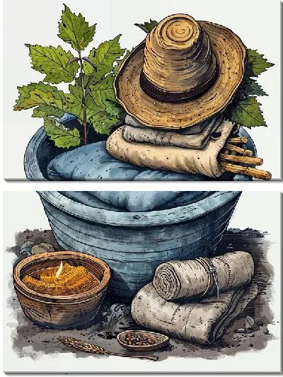 Модульная картина Банные принадлежности