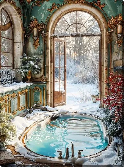 Картина маслом Джакузи у открытого окна