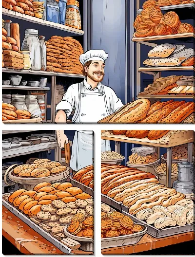 Модульная картина Выпечка и хлеб №2