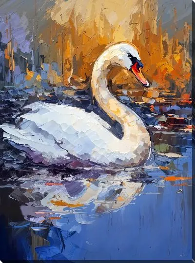 Картина маслом Лебедь №4