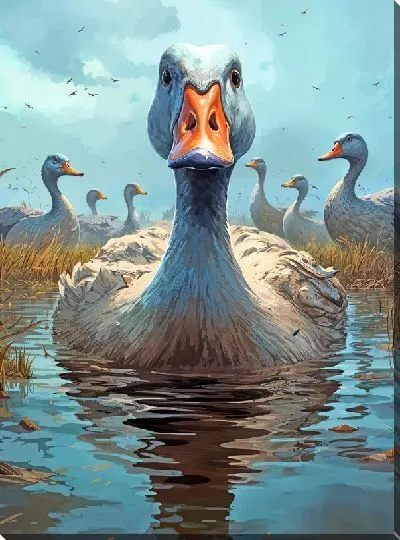 Картина маслом Гуси №27