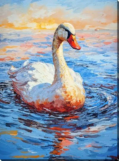 Картина маслом Лебедь №39