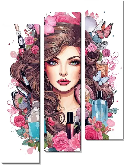 Модульная картина Косметика и девушка №2