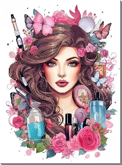 Картина маслом Косметика и девушка №2