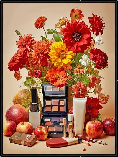Картина Косметика и цветы №6