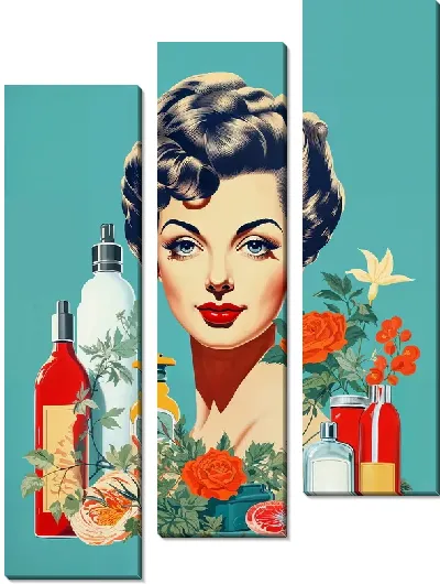 Модульная картина Косметика и девушка №12
