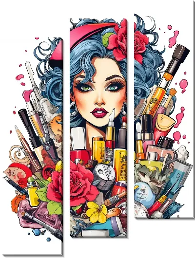 Модульная картина Косметика и девушка №13