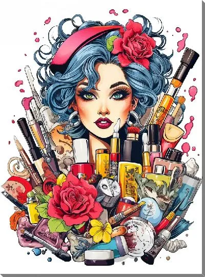 Картина маслом Косметика и девушка №13