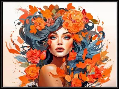 Девушка с осенними цветами №15