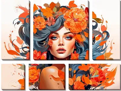 Девушка с осенними цветами №15