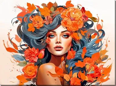 Девушка с осенними цветами №15
