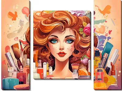Модульная картина Косметика и девушка №19