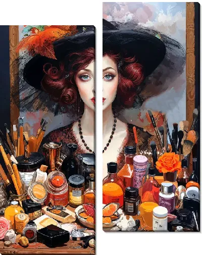 Модульная картина Косметика и девушка №20