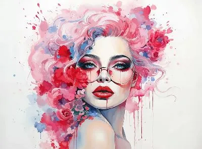 Плакат Девушка фуксия №23