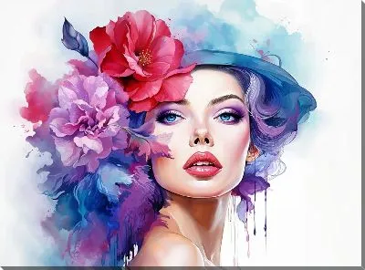 Картина маслом Девушка и цветы №30