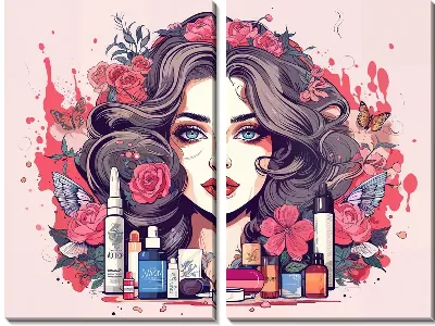 Модульная картина Косметика и девушка №36