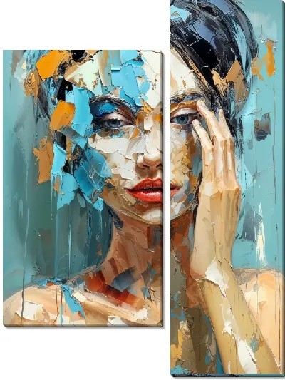 Модульная картина Девушка в бирюзовом арте №37