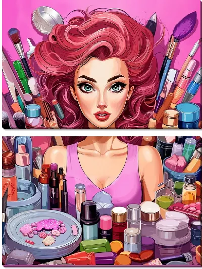 Модульная картина Косметика и девушка №41