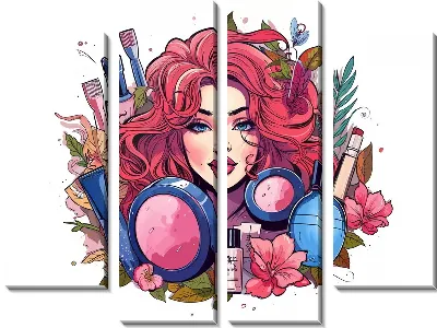 Модульная картина Косметика и девушка №44
