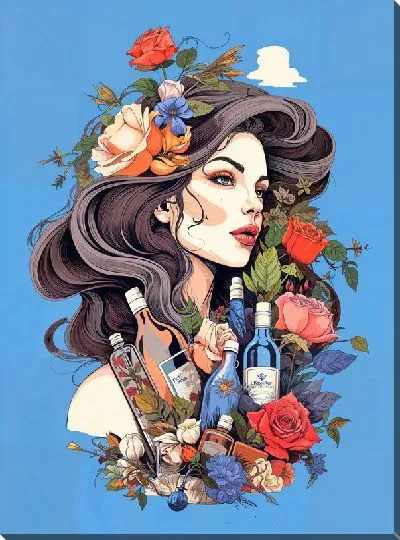 Картина маслом Косметика и девушка №48