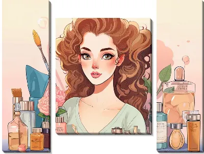 Модульная картина Косметика и девушка №50