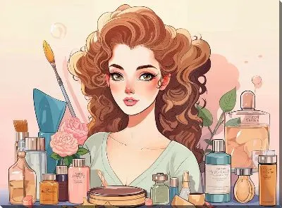 Картина маслом Косметика и девушка №50