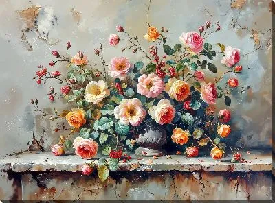 Картина маслом Натюрморт с букетом летних цветов