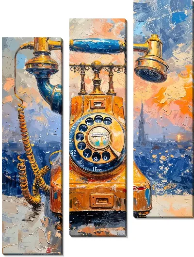 Модульная картина Винтажные дисковый телефон