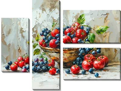 Модульная картина Натюрморт с томатами и черникой