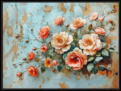 Композиция с розами на бирюзовом фоне