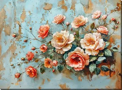 Композиция с розами на бирюзовом фоне