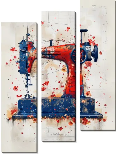 Модульная картина Швейная машинка в стиле арт