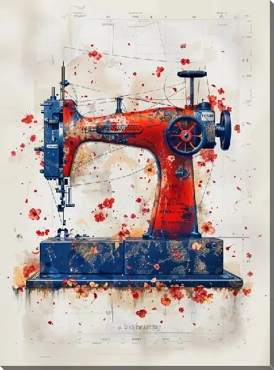 Картина маслом Швейная машинка в стиле арт
