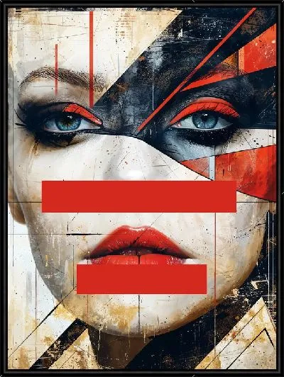 Картина Лицо девушки с красными полосками