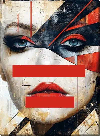 Картина маслом Лицо девушки с красными полосками