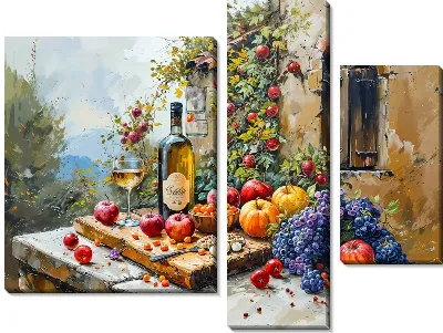 Модульная картина Итальянский обед с вином