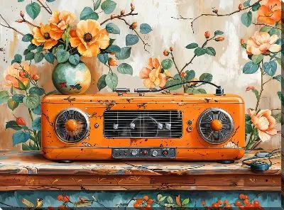 Картина маслом Оранжевый радио-магнитофон