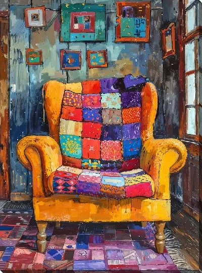Картина маслом Винтажное желтое кресло