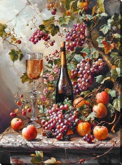 Картина маслом Виноградный натюрморт с вином