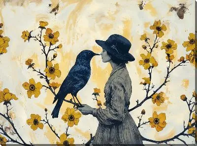 Дама в шляпе и ворон